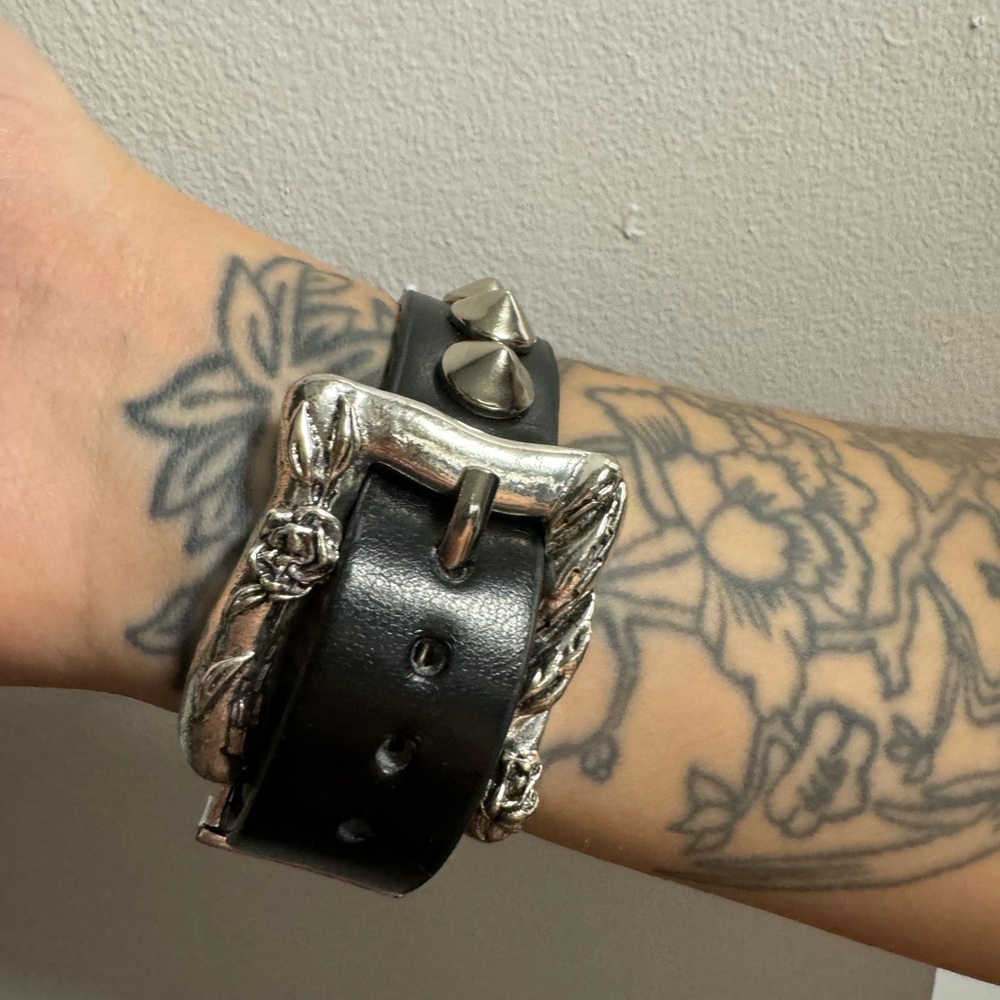 Enfants Riches Déprimés - Studded Silver-Tone Leather Bracelet